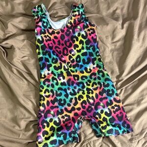 Colorful Rainbow Leopard Print Leotard Bodysuit